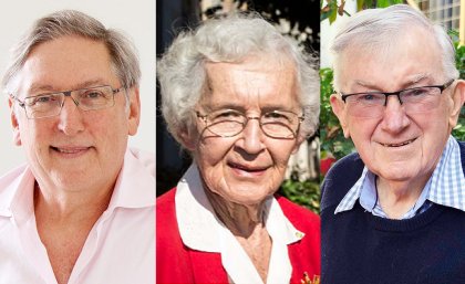 Dr Paul Eliadis AM, left; Mrs Joan Cribb OAM; Emeritus Professor Edward White AM.